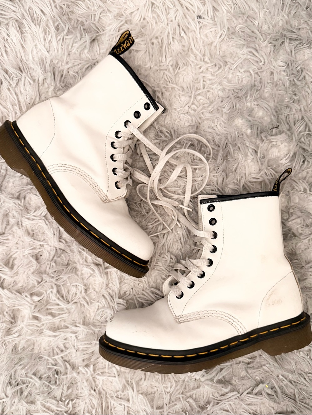 Dr. Martens 1460 Smooth Leather Lace Up Boots Smooth Leather White Combat Boots